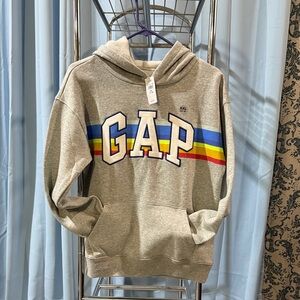 GAP Gray Hoodie with Multicolor Stripes